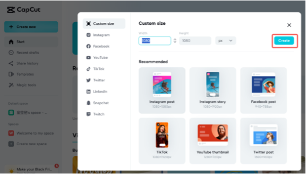 pilih desain di editor gambar online capcut