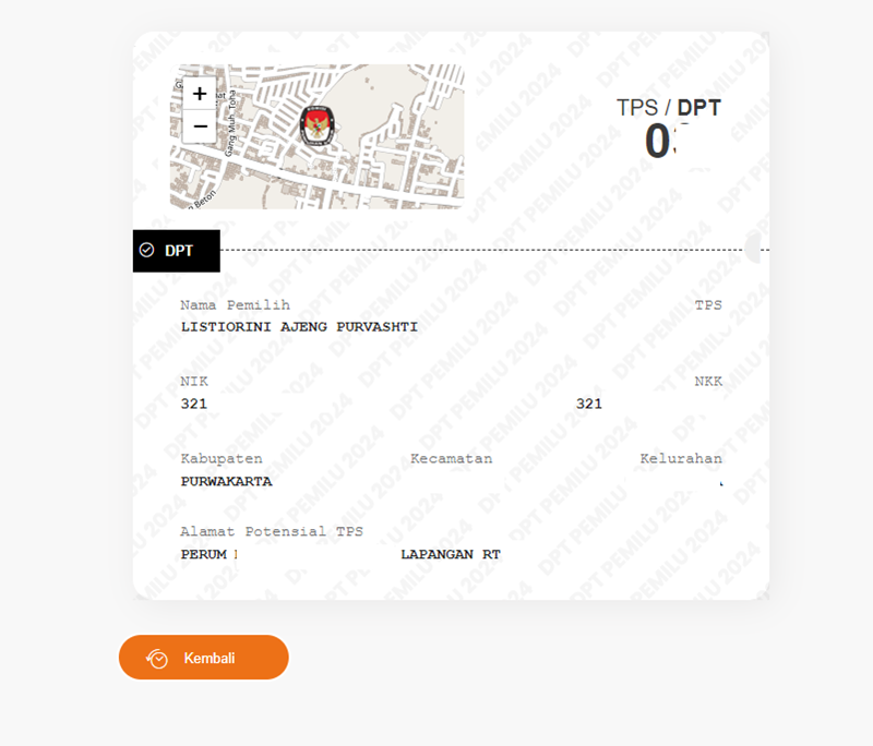 Screenshot situs resmi cek DPT