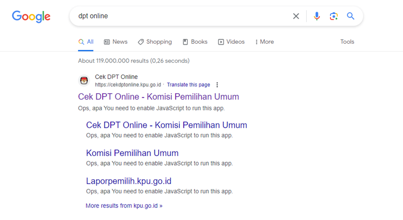 Situs Resmi untuk Memeriksa DPT