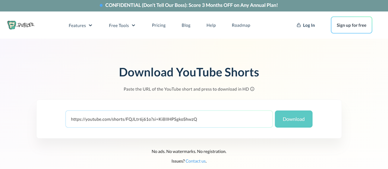 Publer shorts video downloader 3