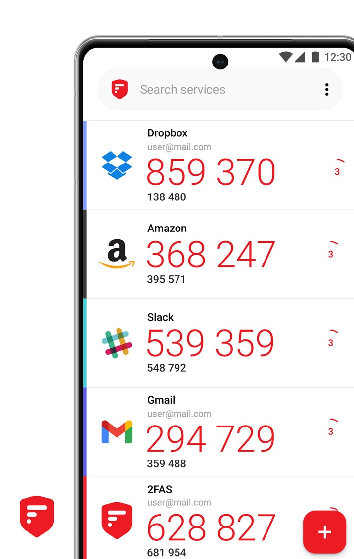 tampilan aplikasi 2fas auth android