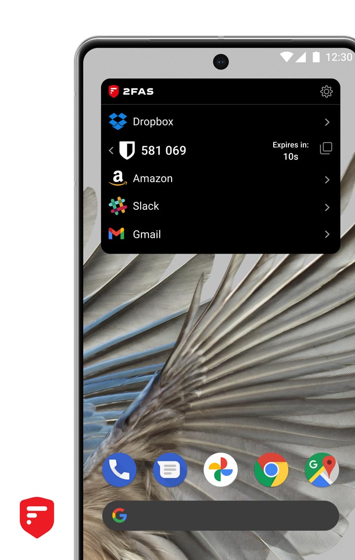 widget setting tampilan aplikasi 2fas auth android