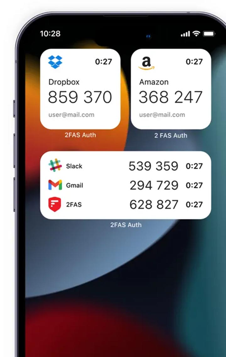widget aplikasi 2fas auth iphone