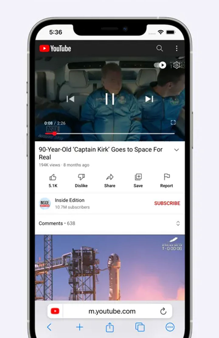 tampilan youtube di browser orion ios