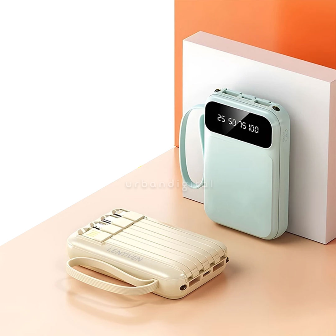 LENTIVEN Power Bank 20000mah kuning dan hijau
