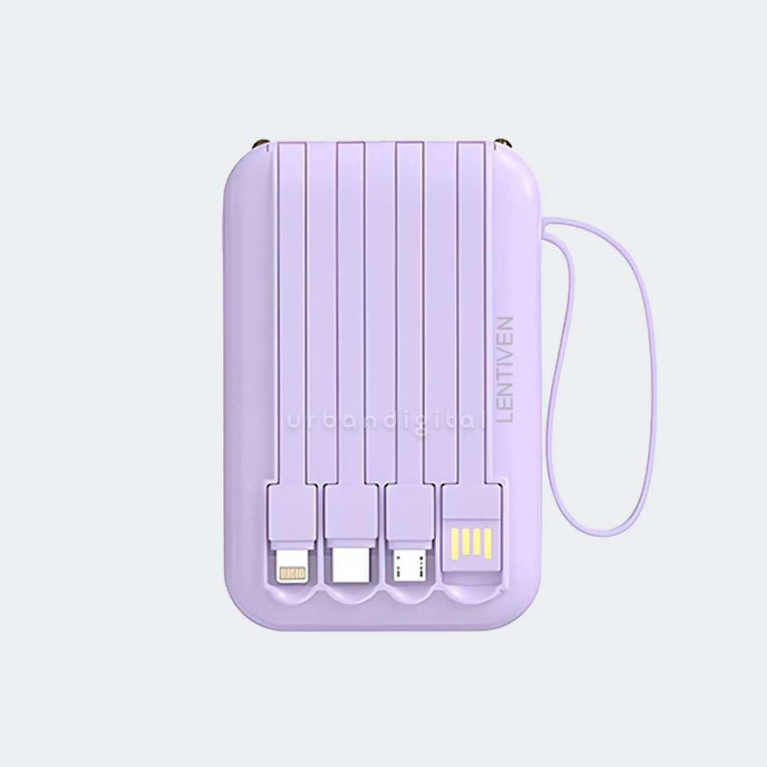 bagian belakang LENTIVEN Power Bank 20000mah ungu