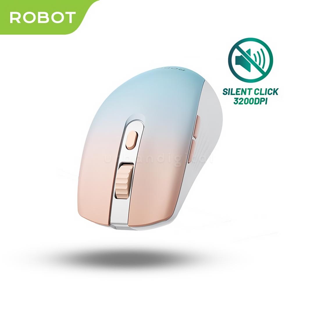 Mouse Wireless ROBOT M370 gradasi pink ke biru