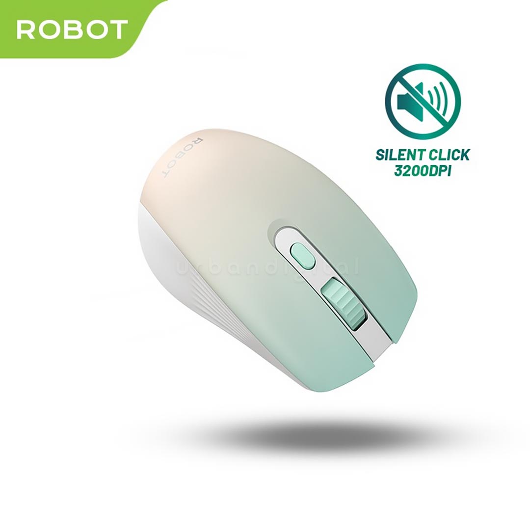 Mouse Wireless ROBOT M370 gradasi pink ke hijau