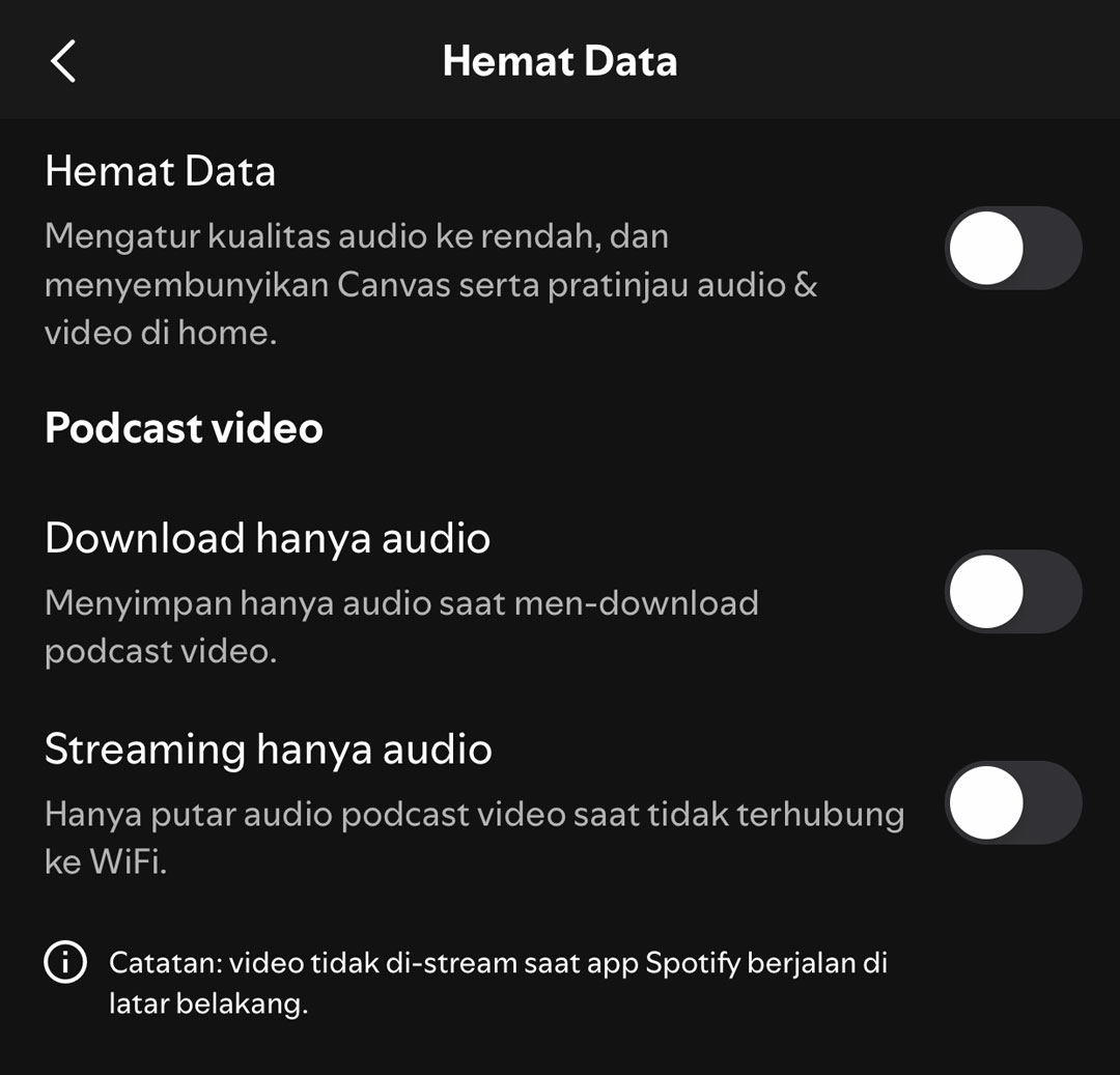 pengaturan hemat data spotify