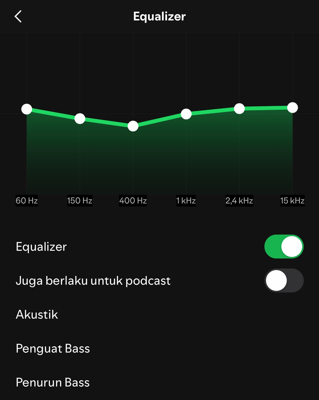 setting equalizer spotify
