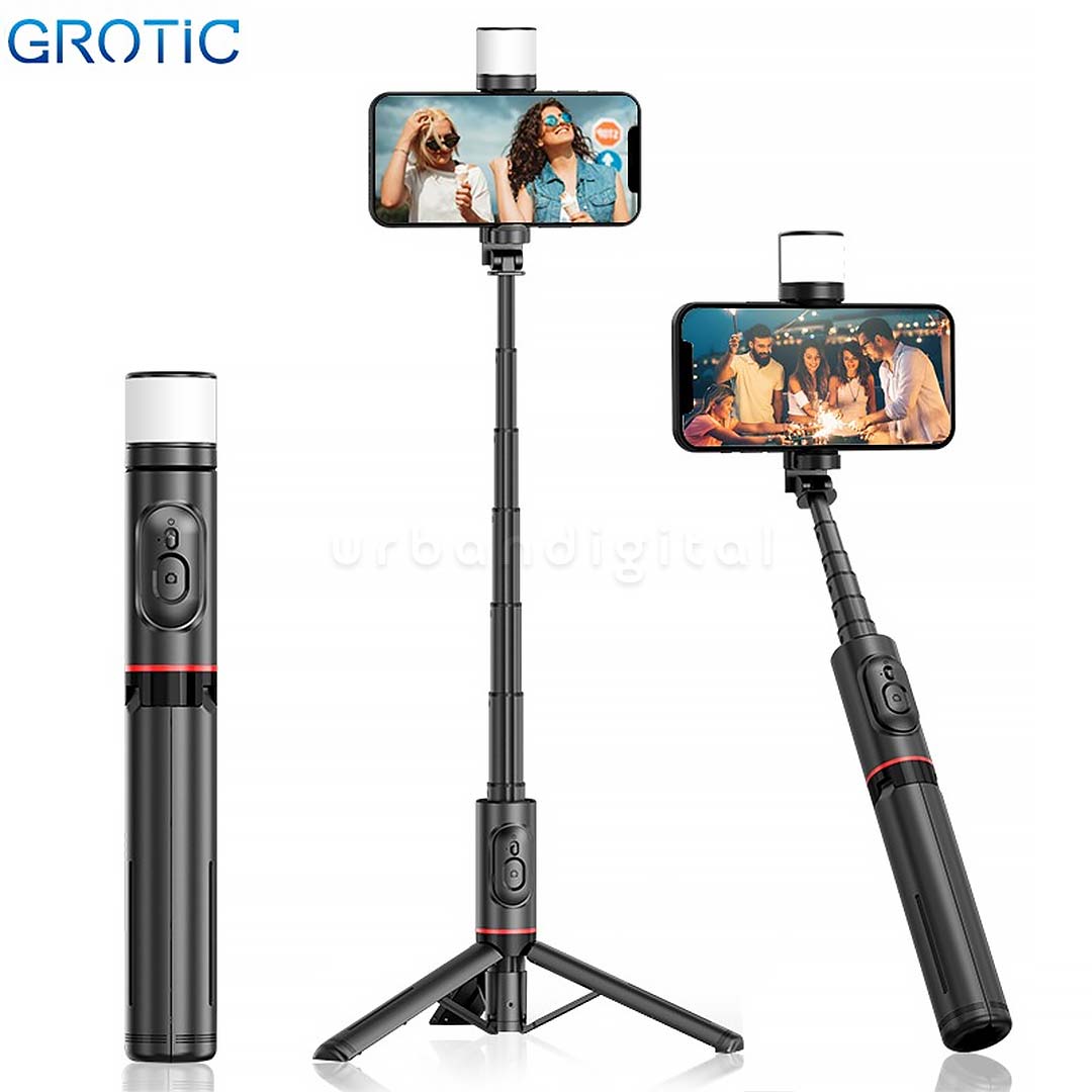 tongsis tripod grotic Q12s dengan lampu led