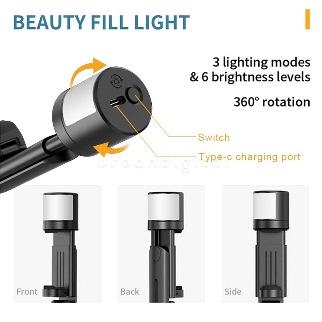 tongsis tripod grotic Q12s dengan lampu led