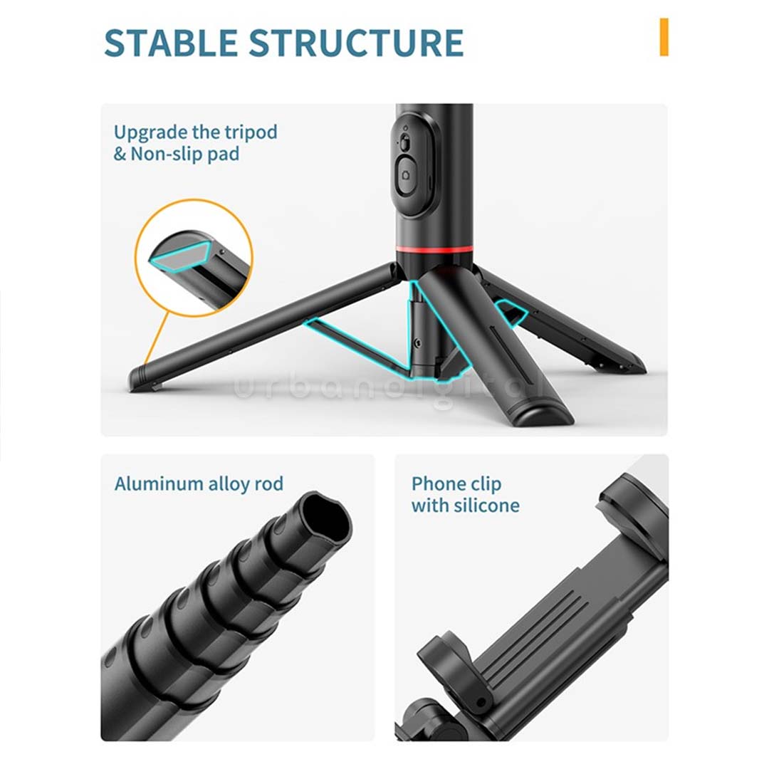 tongsis tripod grotic Q12s dengan lampu led