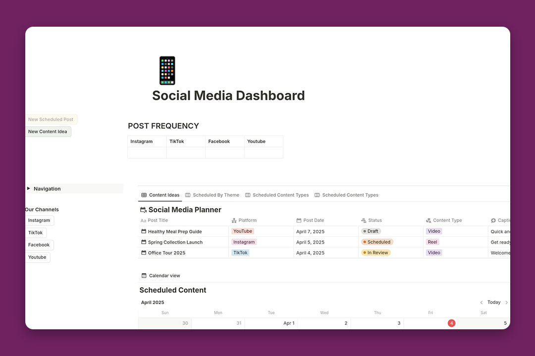 gambar template Social Media Dashboard dari Social Strategist