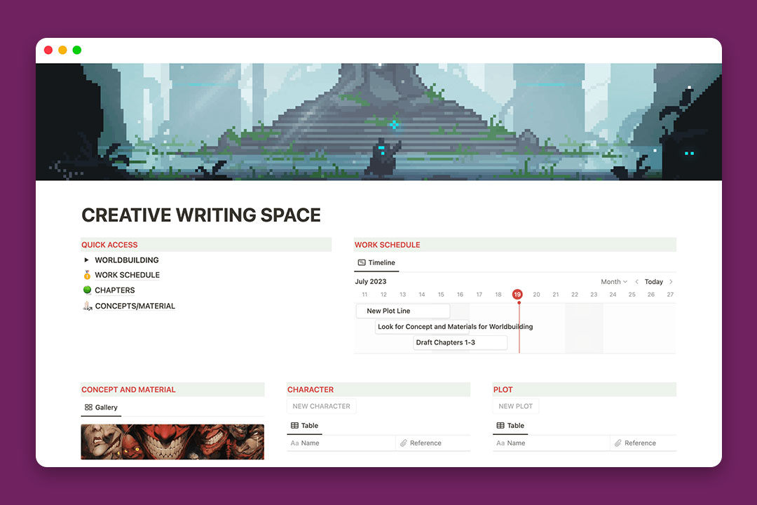 gambar template Creative Writing Space dari Shipfarer