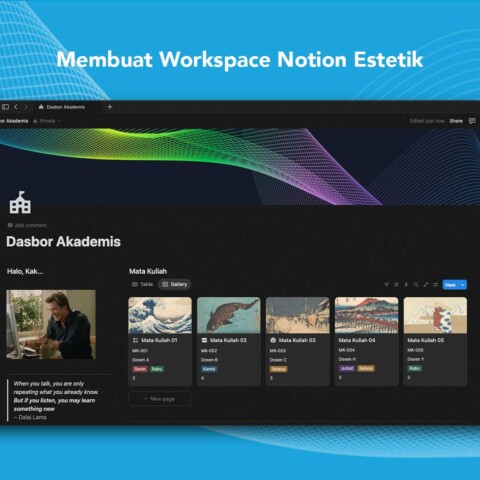 ilustrasi workspace notion estetik
