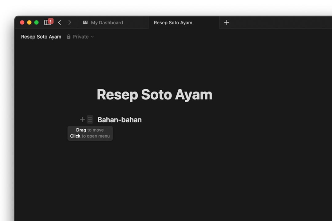 gambar cara menggeser blok di notion