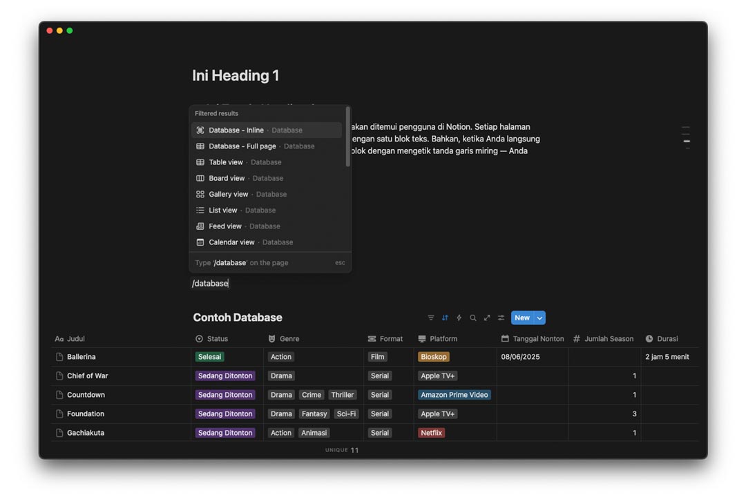 gambar contoh blok database di notion
