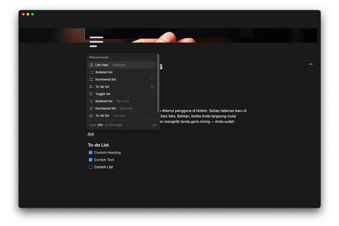 contoh blok list di notion