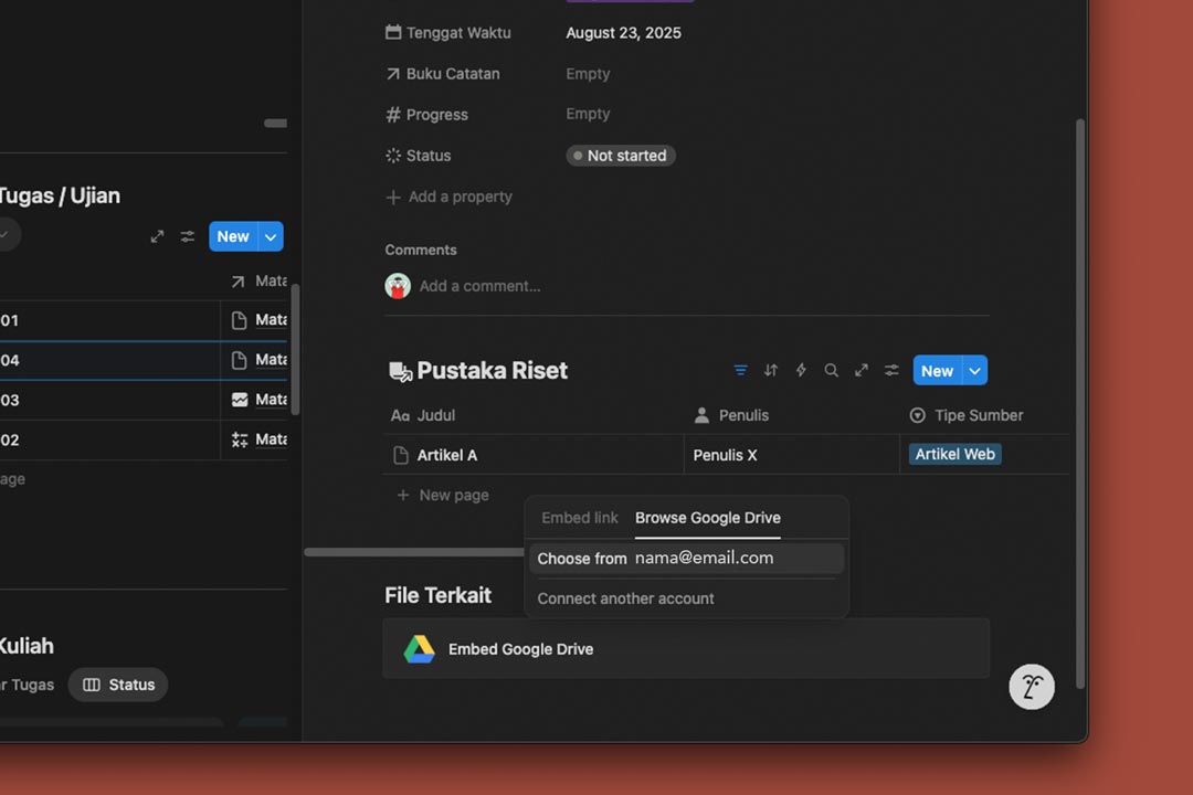gambar contoh integrasi Google Drive di Notion