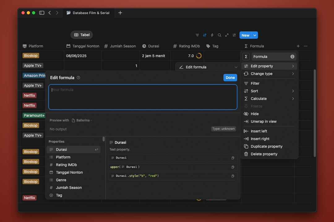 gambar editor look di spot database Notion