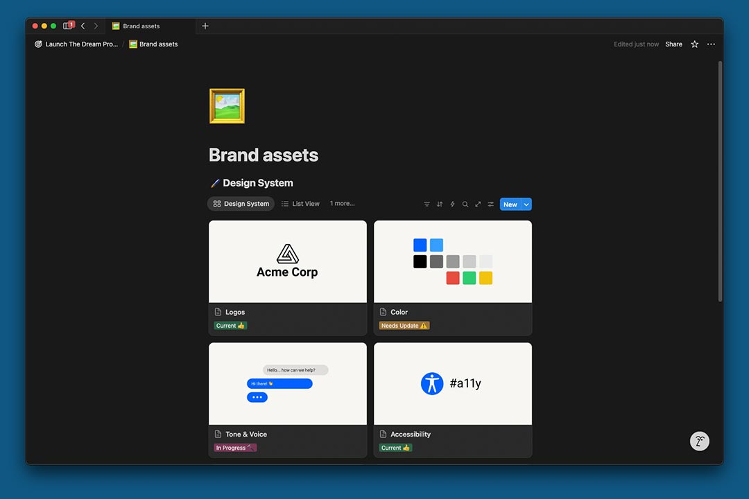 gambar template Brand Assets di Notion