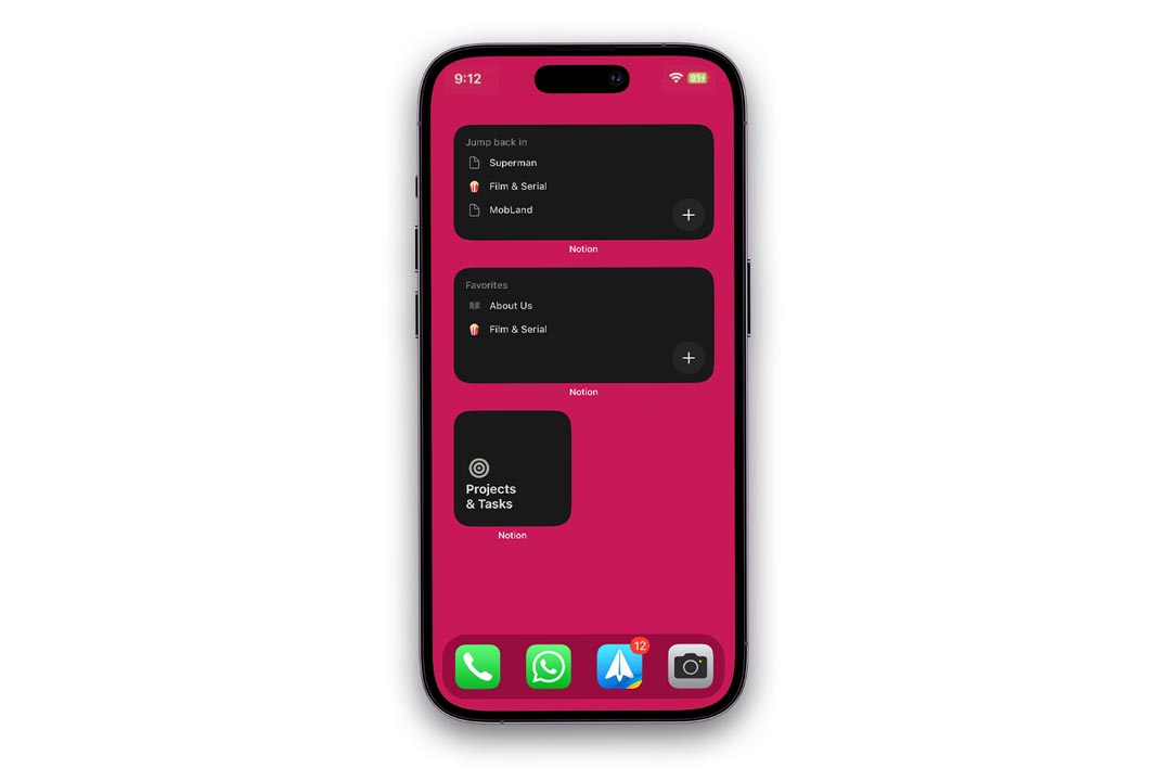 gambar widget Notion di iPhone