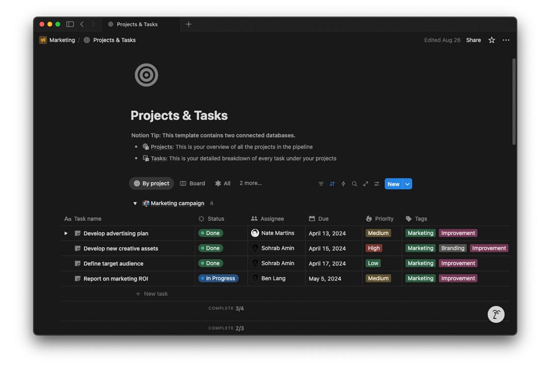 Gambar contoh halaman dengan blok text dan database inline