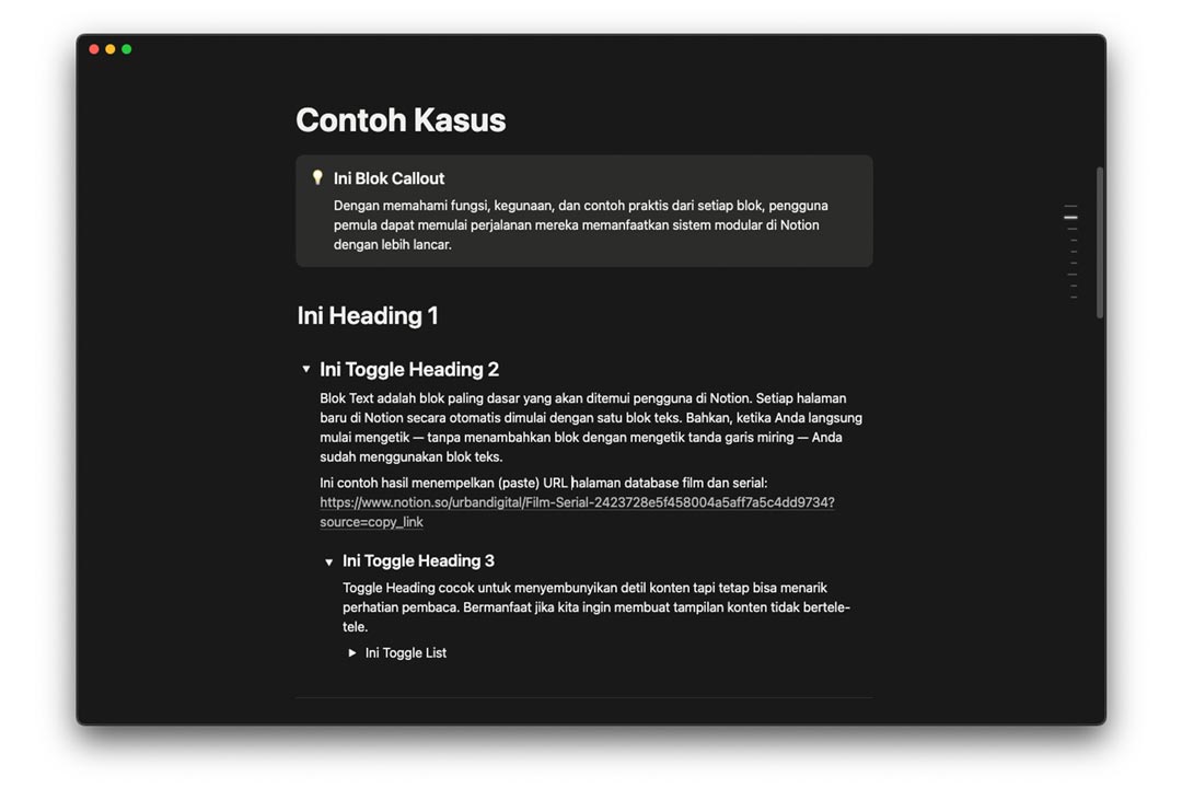gambar contoh tautan URL yang ditempelkan di halaman