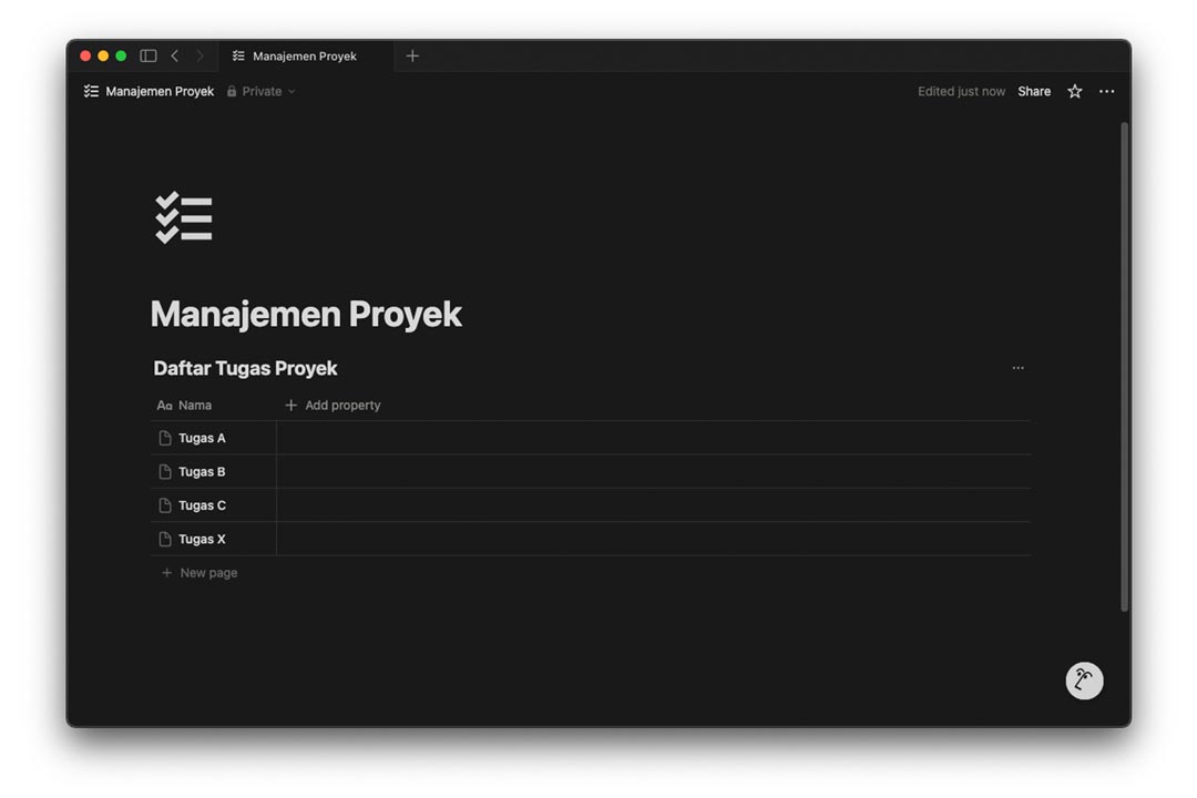 gambar contoh mulai membuatt database tugas