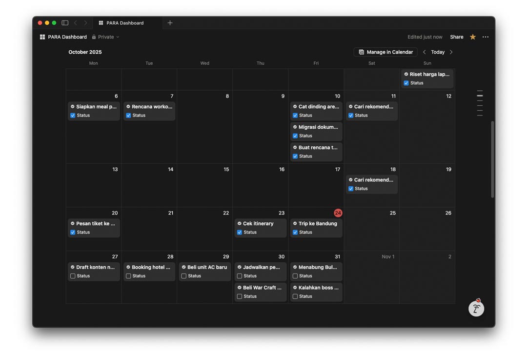 gambar daftar tugas di kalender