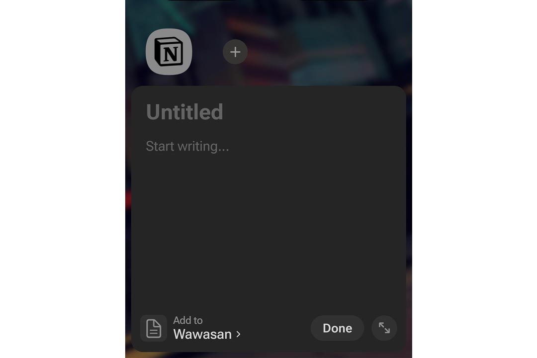 gambar widget quick note notion di android